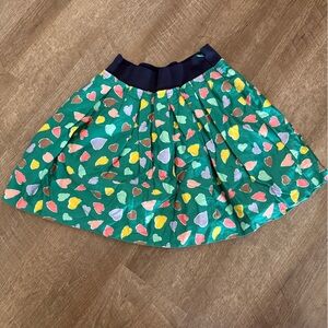 Hollister Green Mini Skirt with Colorful Heart Pattern